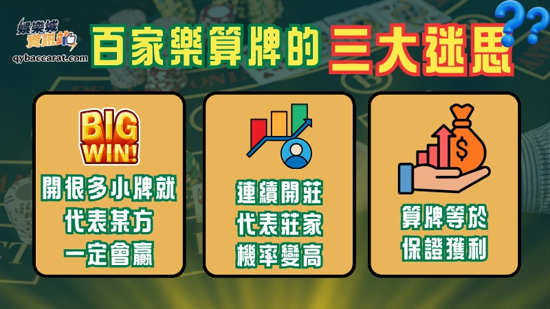 在研究百家樂算牌的過程中，許多人會因為觀念混淆而產生錯誤理解。若無法釐清這些迷思，容易把算牌誤用成情緒工具，而不是數據工具。以下整理三個最常見的誤解。